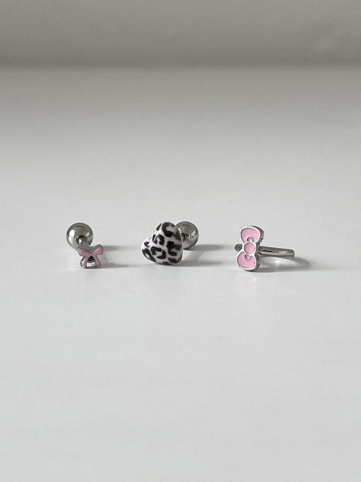 [3個セット]ピンクレオパード ピアスセット 16G サージカルステンレス アレルギー対応 軟骨ピアス