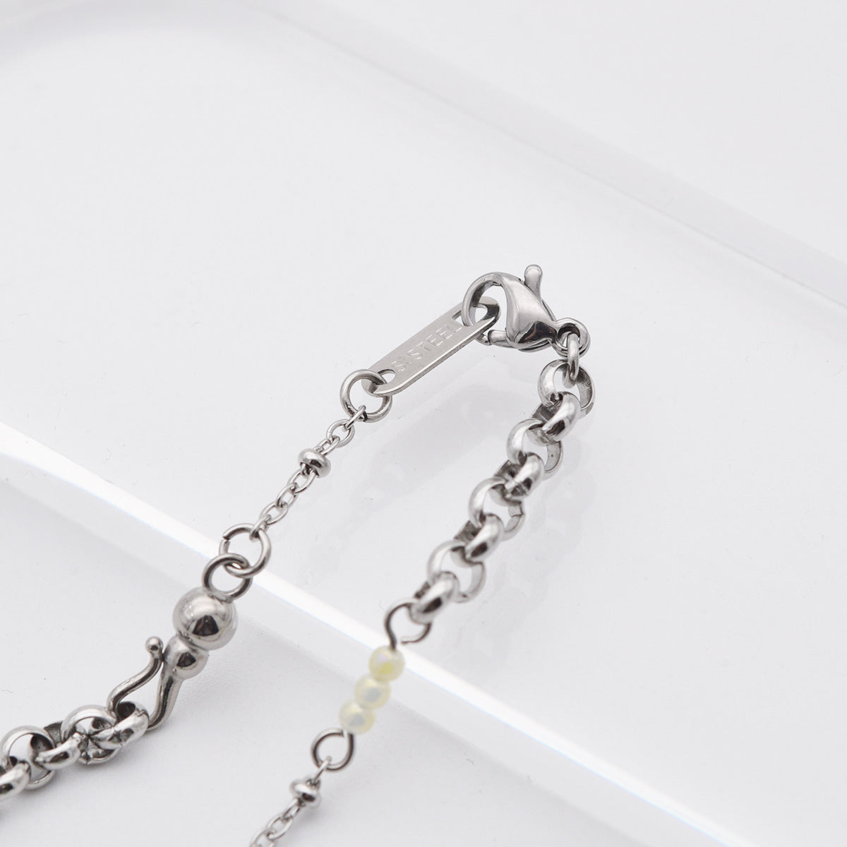 全サージカルステンレス ライム＆レモン ミックスチェーンブレスレット made