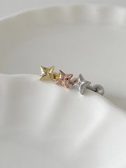 [サージカル]エンボス スクエアスター キュービック バーベルピアス (3Color) 軟骨ピアス 16G