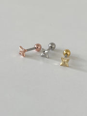 [サージカル]エンボス スクエアスター キュービック バーベルピアス (3Color) 軟骨ピアス 16G