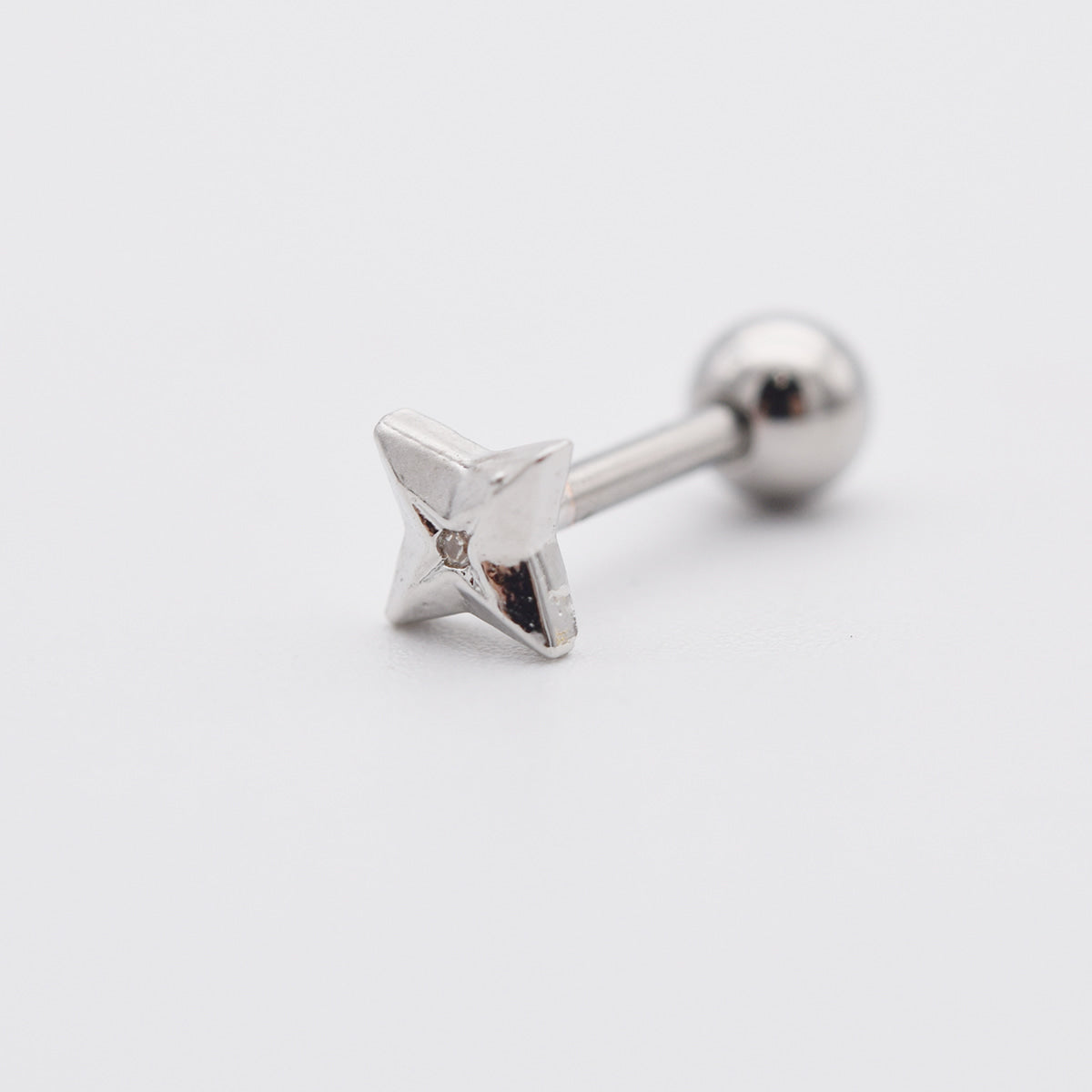 [サージカル]エンボス スクエアスター キュービック バーベルピアス (3Color) 軟骨ピアス 16G