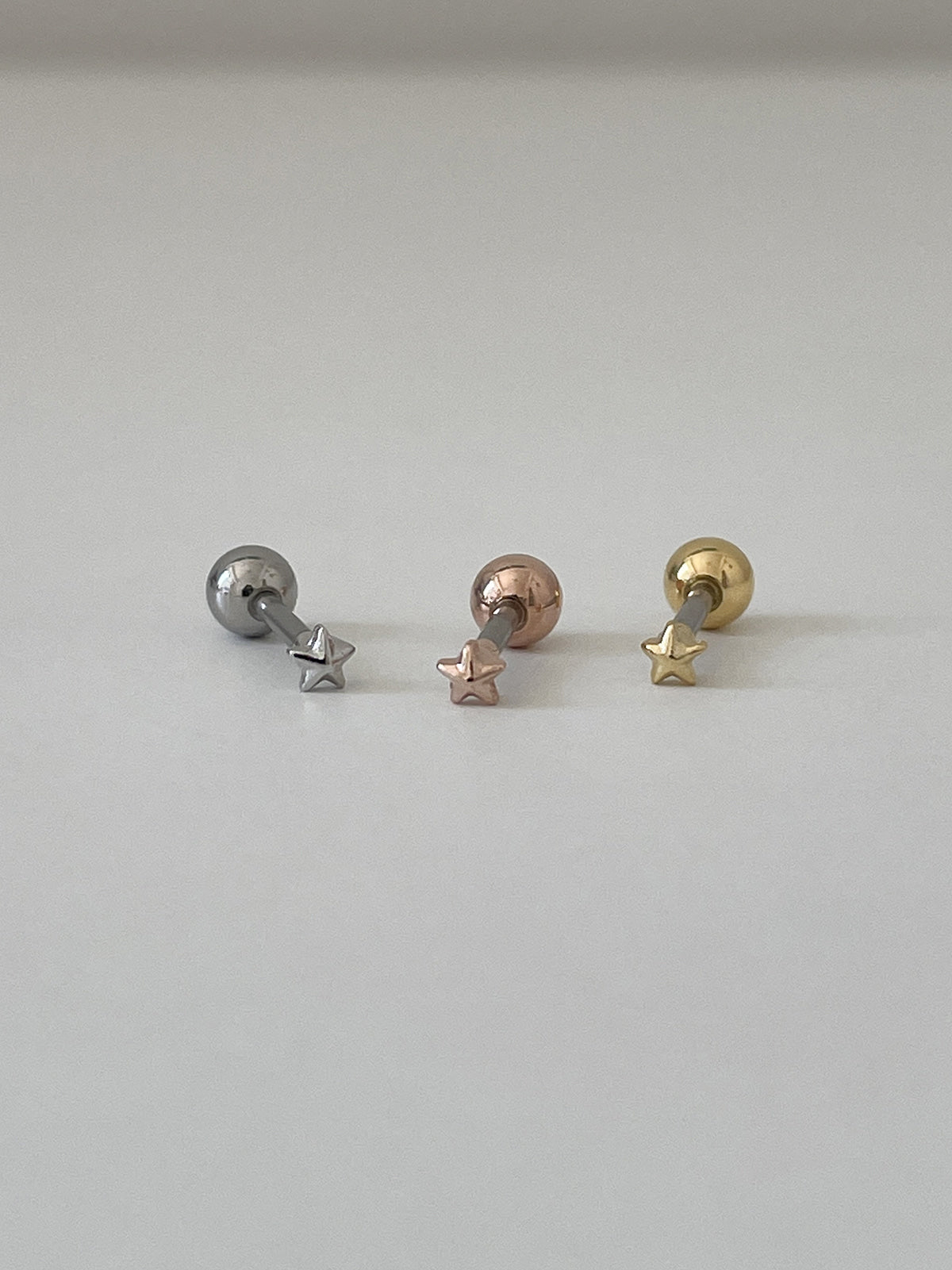 極小 ハート スター ムーン バーベルピアス (3Type) 16G 可愛い 軟骨用 韓国風 デイリー ボディピアス キャッチ サージカルステンレス