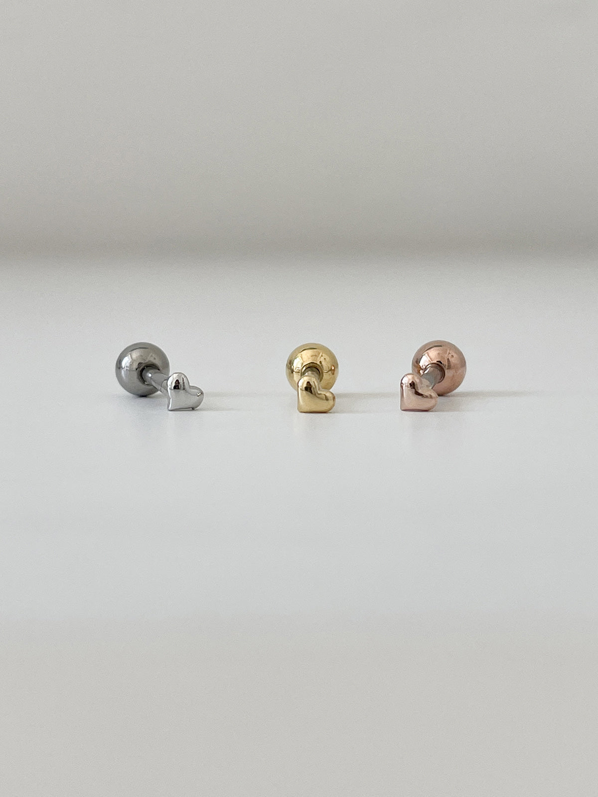 極小 ハート スター ムーン バーベルピアス (3Type) 16G 可愛い 軟骨用 韓国風 デイリー ボディピアス キャッチ サージカルステンレス