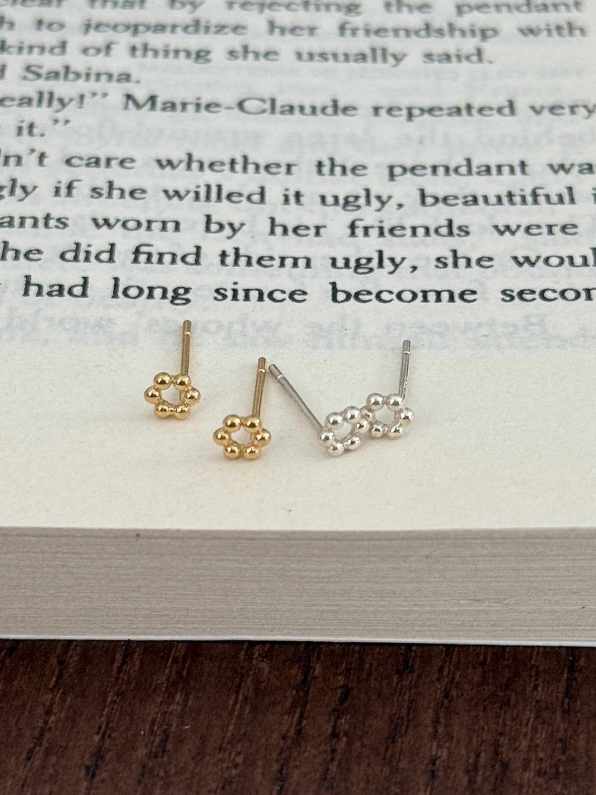 [925 Silver]つぶつぶ フラワーピアス (2Color) ミニボール 両耳用