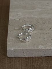 [925 Silver]サンモチーフ ジルコニア ワンタッチフープピアス 両耳用
