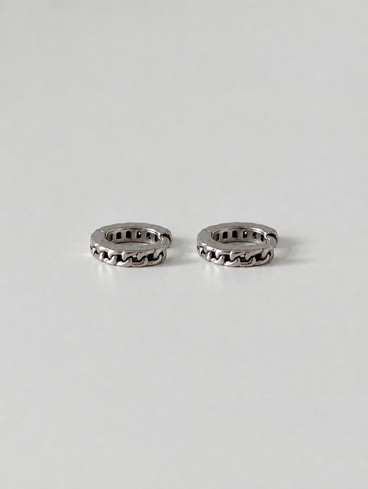 [全サージカル]ミニチェーン ワンタッチ リングピアス フープピアス 両耳用