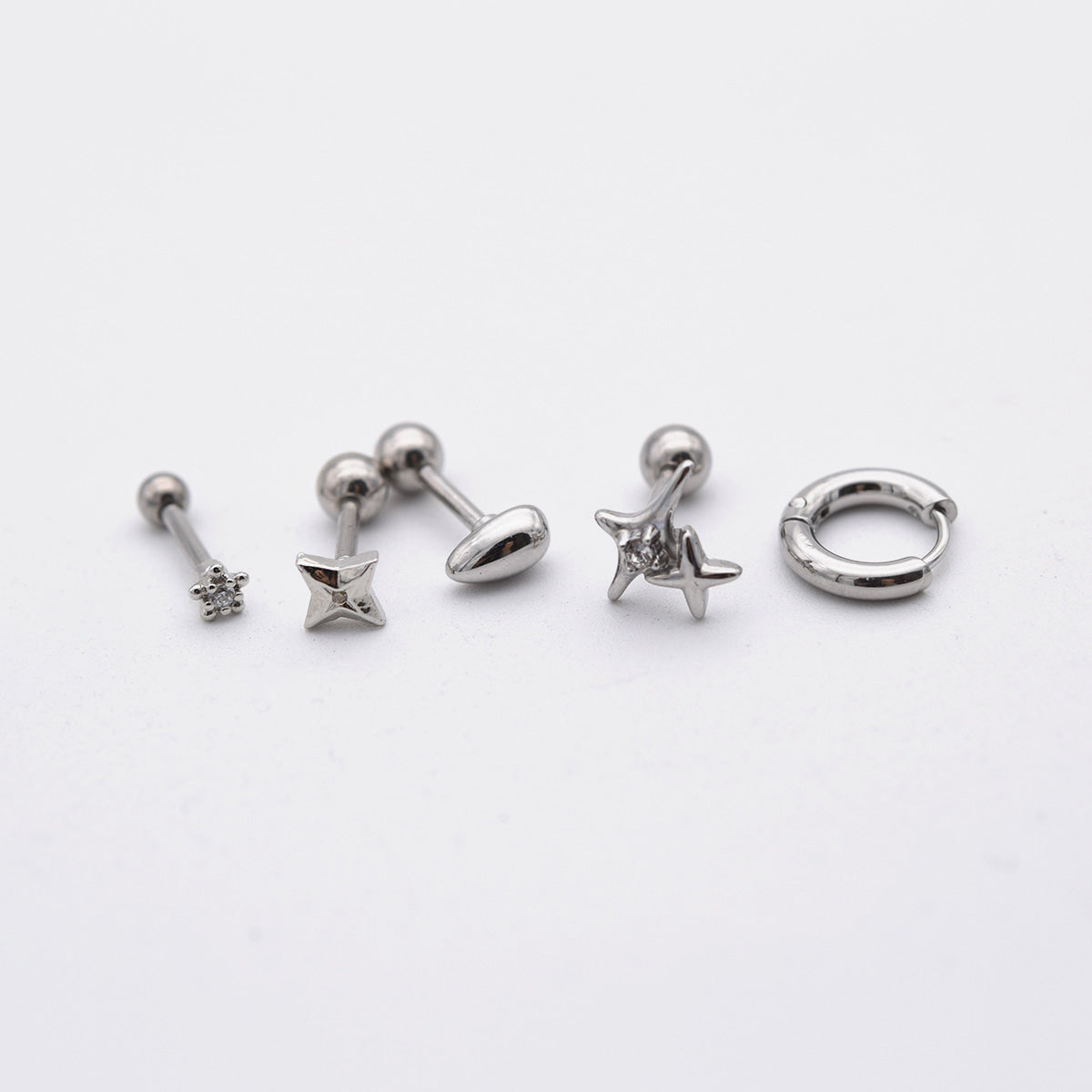 [Set of 5] [Surgical] Nuts Ice Cream Piercing Set 16G Body Piercing Back Piercing Cartilage Piercing 