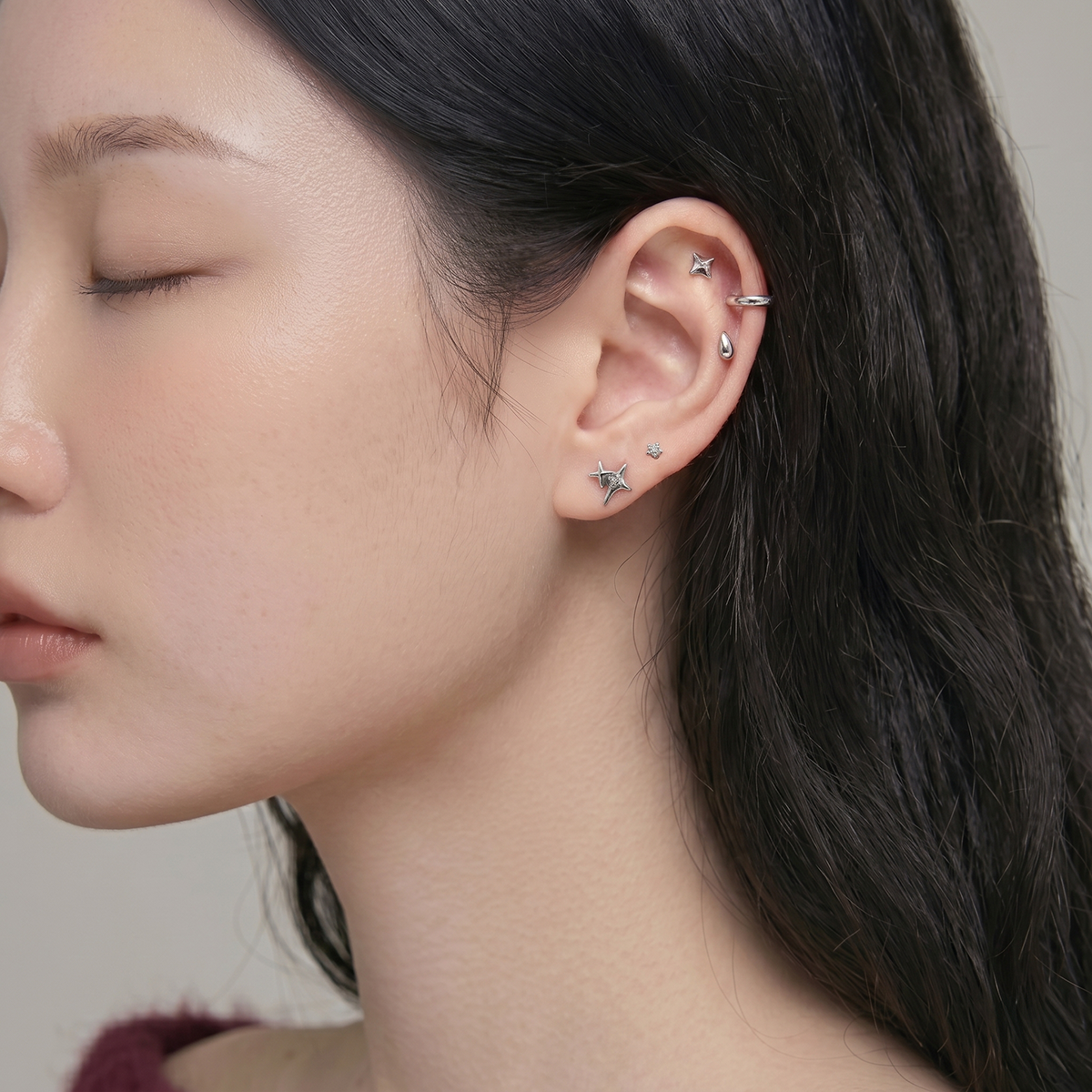 [Set of 5] [Surgical] Nuts Ice Cream Piercing Set 16G Body Piercing Back Piercing Cartilage Piercing 