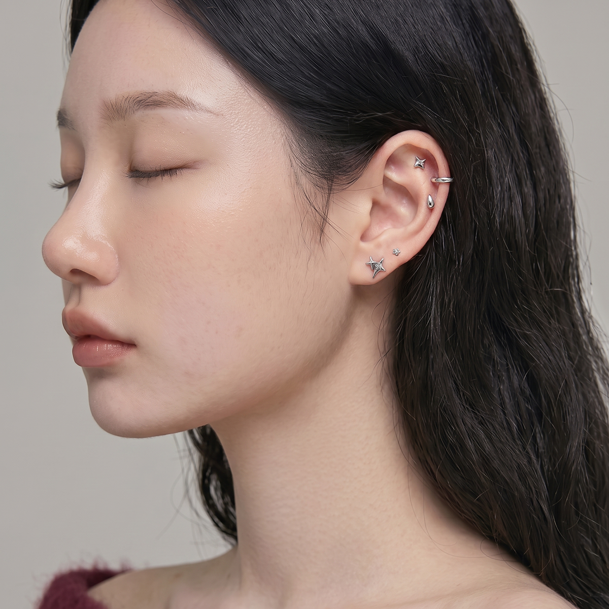 [Set of 5] [Surgical] Nuts Ice Cream Piercing Set 16G Body Piercing Back Piercing Cartilage Piercing 