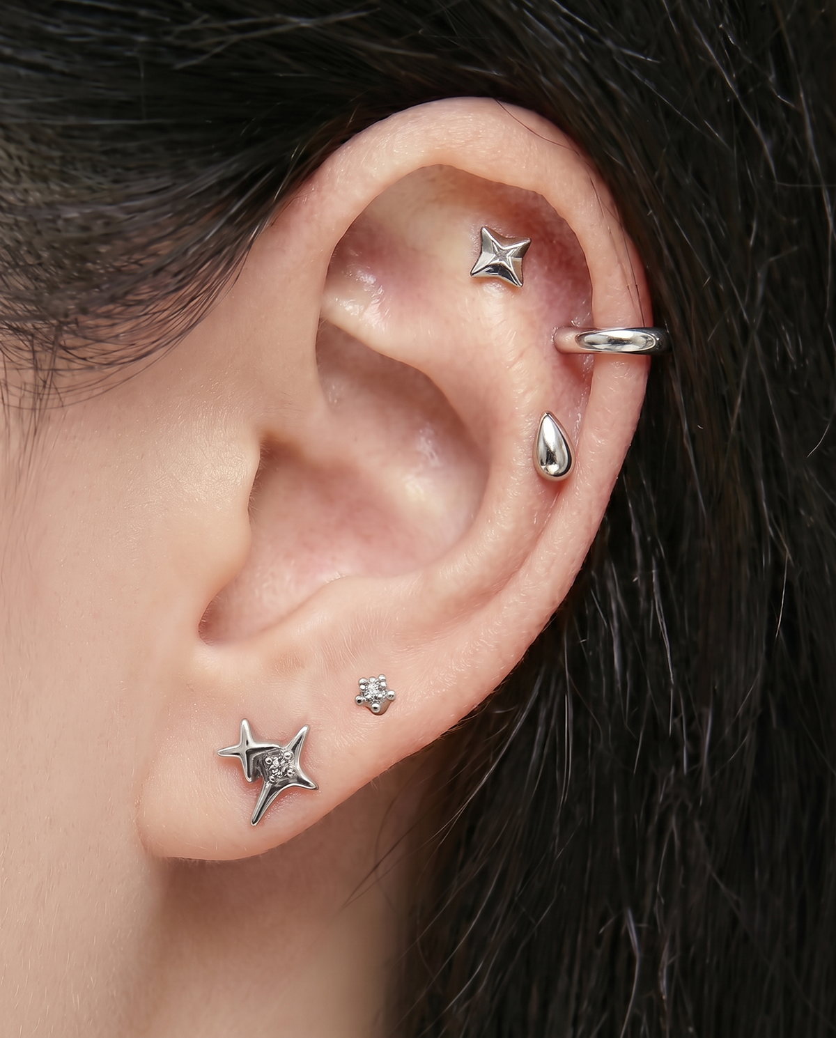 [Set of 5] [Surgical] Nuts Ice Cream Piercing Set 16G Body Piercing Back Piercing Cartilage Piercing 