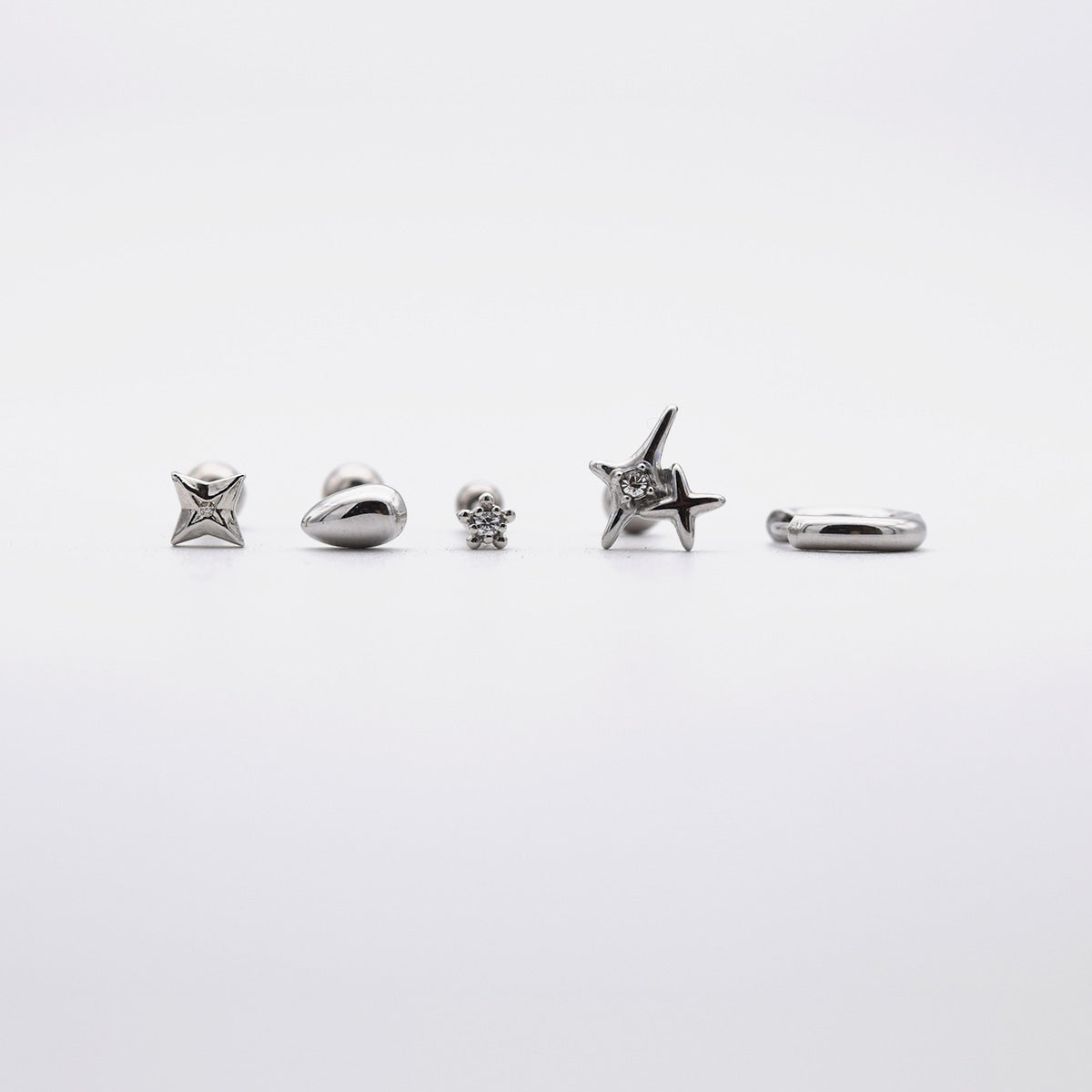 [Set of 5] [Surgical] Nuts Ice Cream Piercing Set 16G Body Piercing Back Piercing Cartilage Piercing 