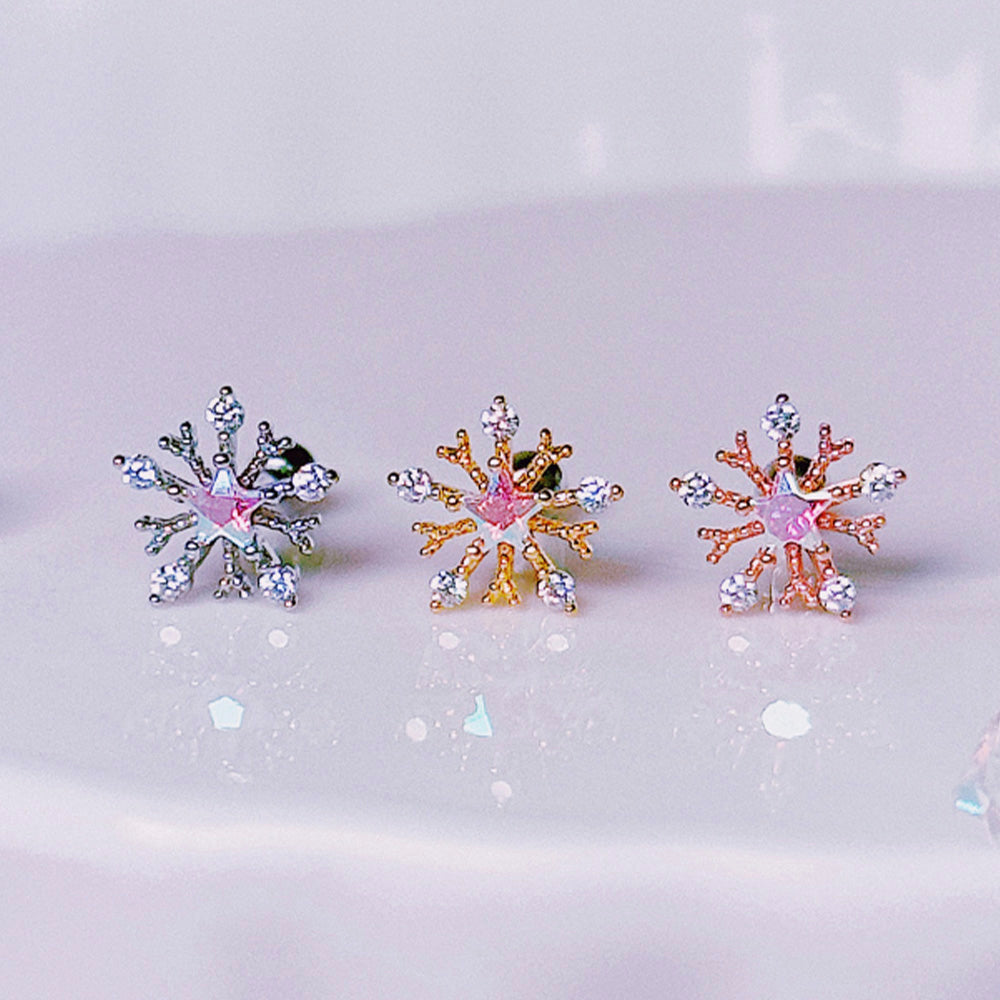 [サージカル]雪花 フラワーキラキラ スター 16G (3Color) ボディピアス キャッチ ピアッシング 軟骨ピアス