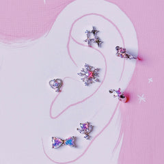 [Surgical] Snowflake Flower Sparkle Star 16G (3 Colors) Body Piercing Back Piercing Cartilage Piercing