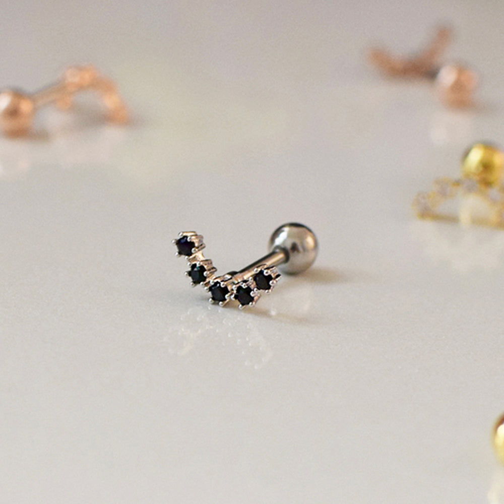[サージカル]キュービック 星座ライン カーブ バーベルピアス (6Color) 16G ボディピアス キャッチ