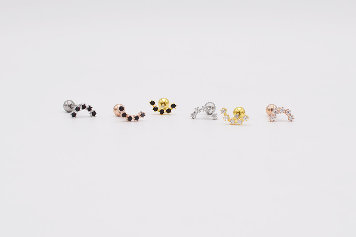 [サージカル]キュービック 星座ライン カーブ バーベルピアス (6Color) 16G ボディピアス キャッチ