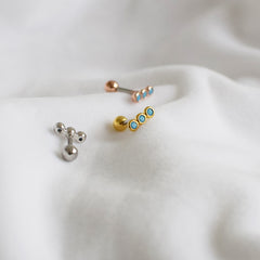 [Surgical] Cubic Bean Three Line (3 Colors, 3 Sizes) 16G Body Piercing Back Piercing Cartilage Piercing 