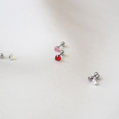 [Surgical] 5mm Heart Cubic (6 Colors) 16G Body Piercing Back Piercing Cartilage Piercing 