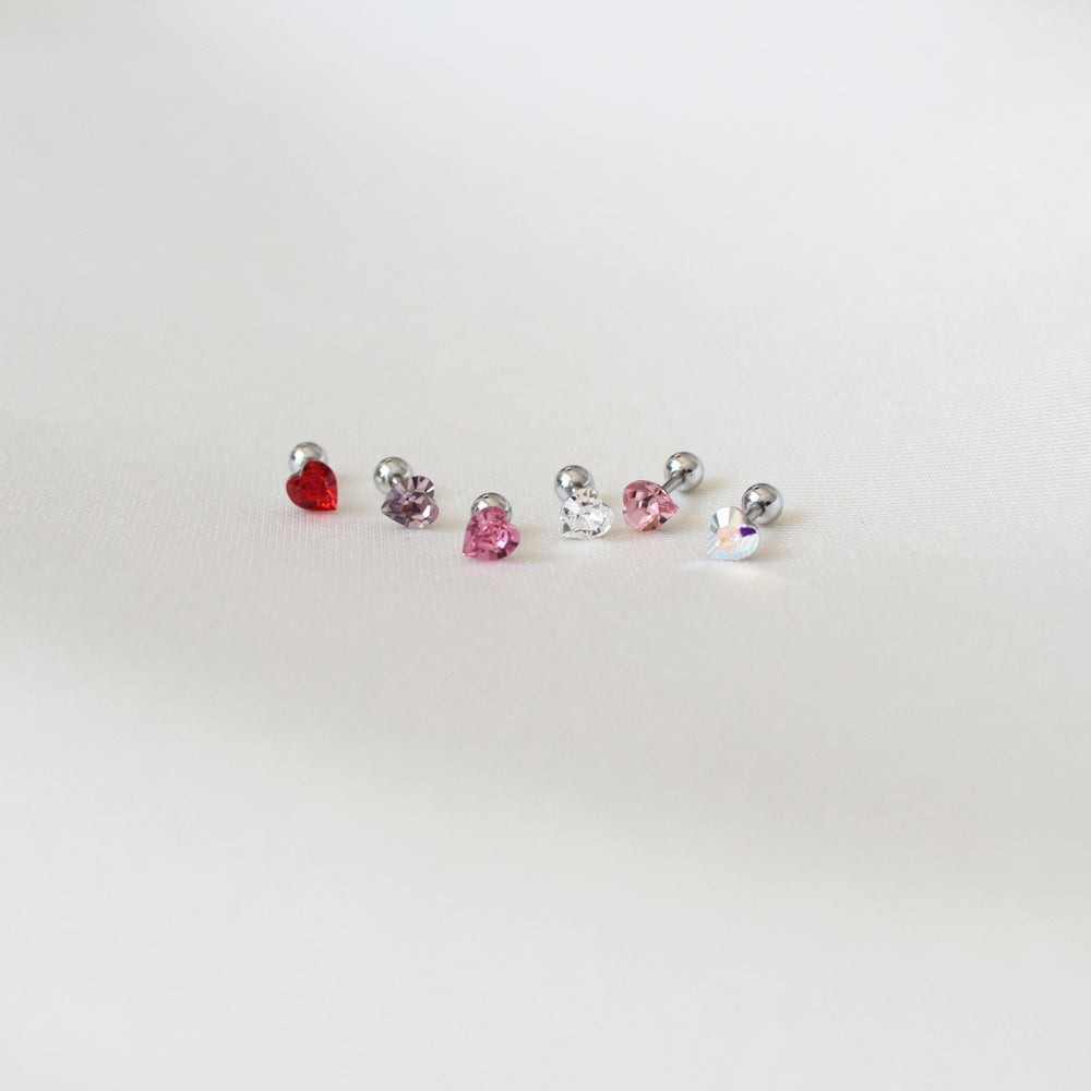 [Surgical] 5mm Heart Cubic (6 Colors) 16G Body Piercing Back Piercing Cartilage Piercing 