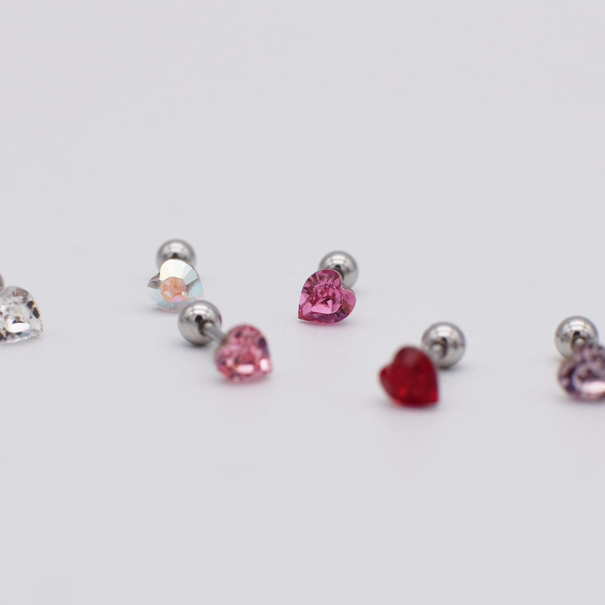 [Surgical] 5mm Heart Cubic (6 Colors) 16G Body Piercing Back Piercing Cartilage Piercing 