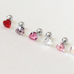 [Surgical] 5mm Heart Cubic (6 Colors) 16G Body Piercing Back Piercing Cartilage Piercing 