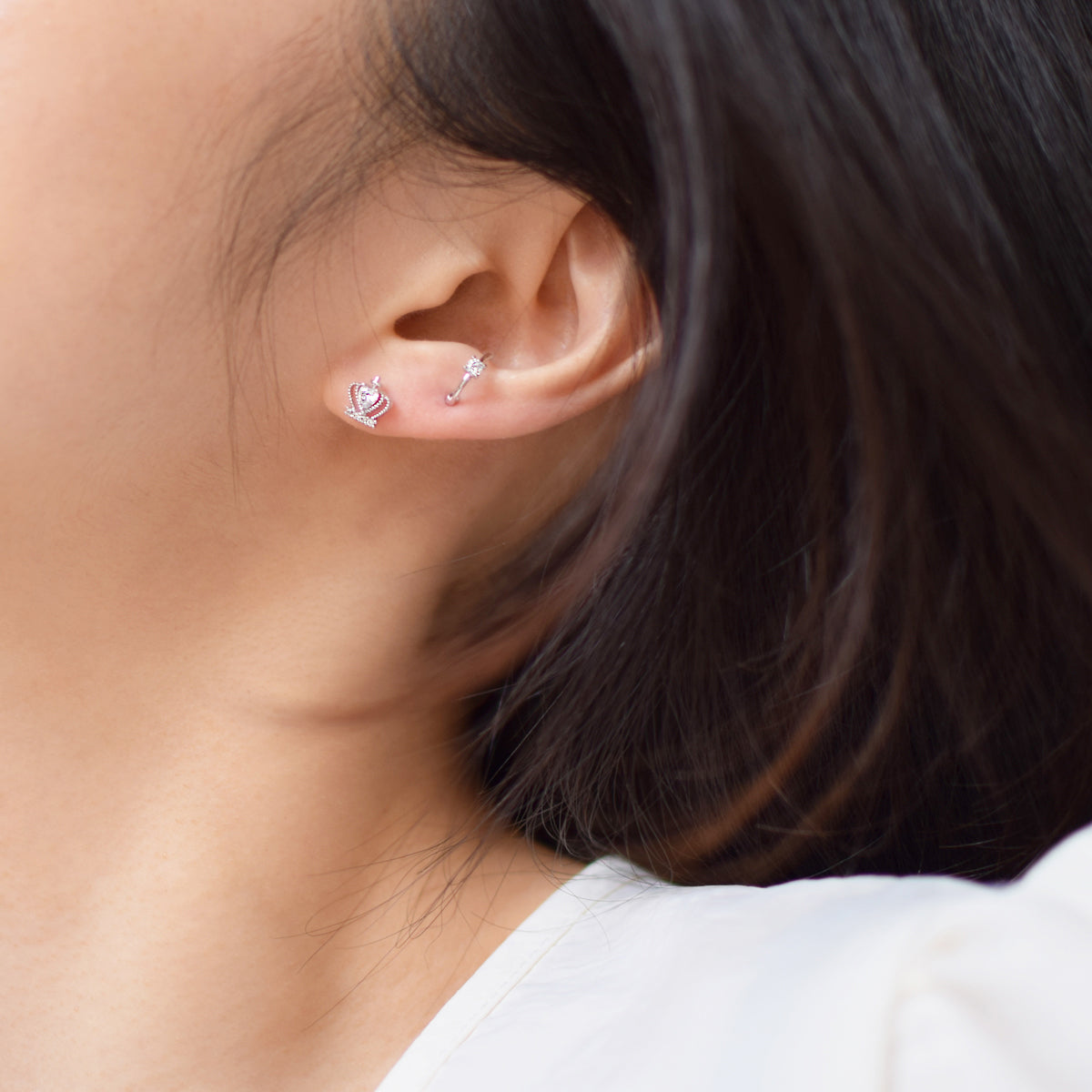 [サージカル]ワンキュービックハーフリング(3Color) 16G ボディピアス キャッチ ピアッシング