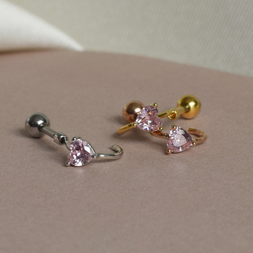 [サージカル]ピンクハート ハーフリング(3Color) 16G ボディピアス キャッチ