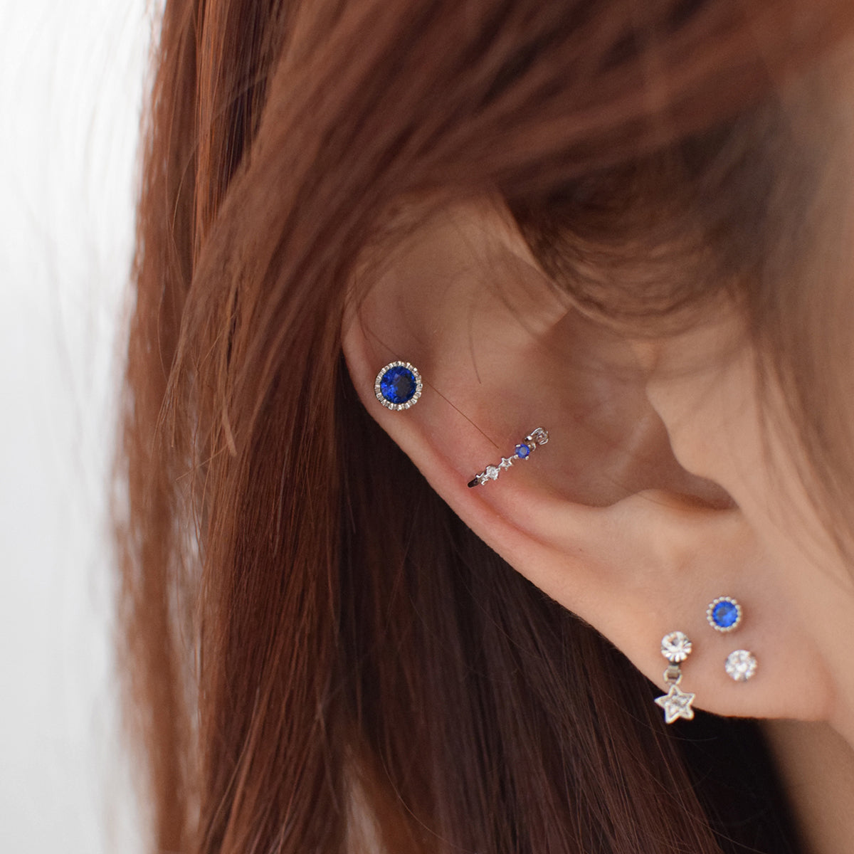 [Surgical] Blue Point Half Hoop Ring (3 Colors) 16G Body Piercing Back Piercing Cartilage Piercing 