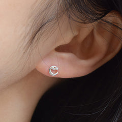 [925 Silver] Crescent moon cubic piercing 20G body piercing back piercing cartilage piercing 