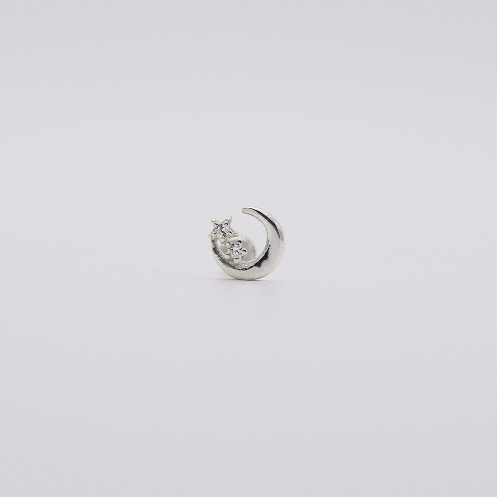 [925 Silver] Crescent moon cubic piercing 20G body piercing back piercing cartilage piercing 