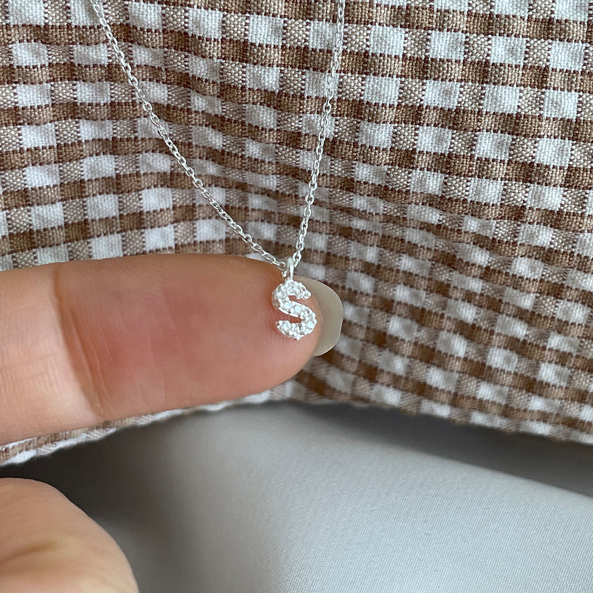 [925 Silver]オールキュービック イニシャル ネックレス