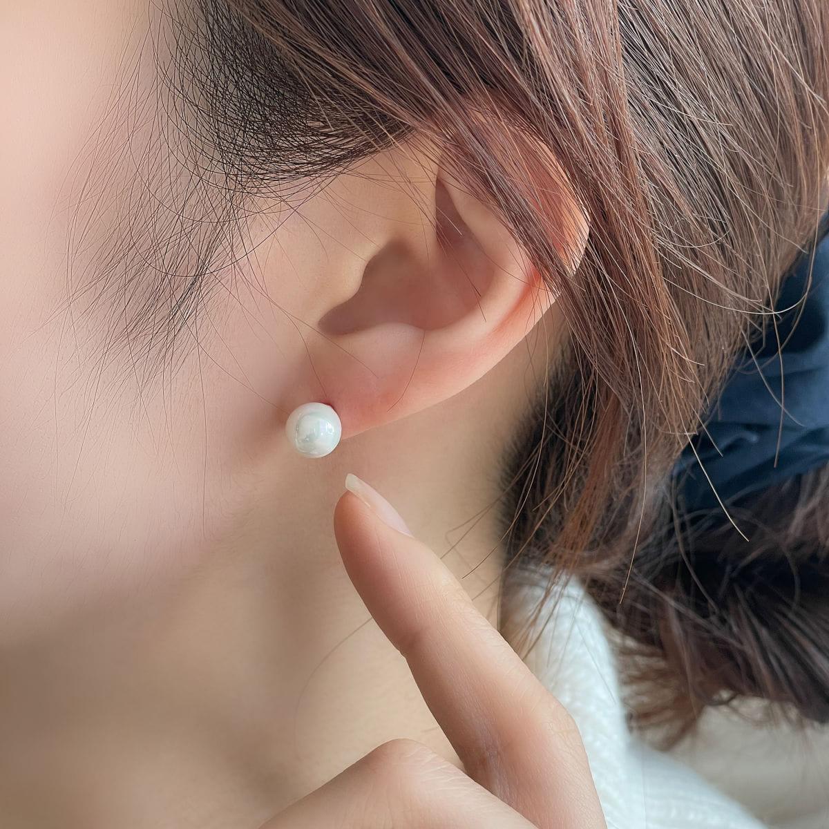 [925 Silver]パール 真珠 ピアス (7 Size) 両耳用 3mm 4mm 6mm 8mm 10mm 12mm 14mm - 4MiLi (フォーミリ)