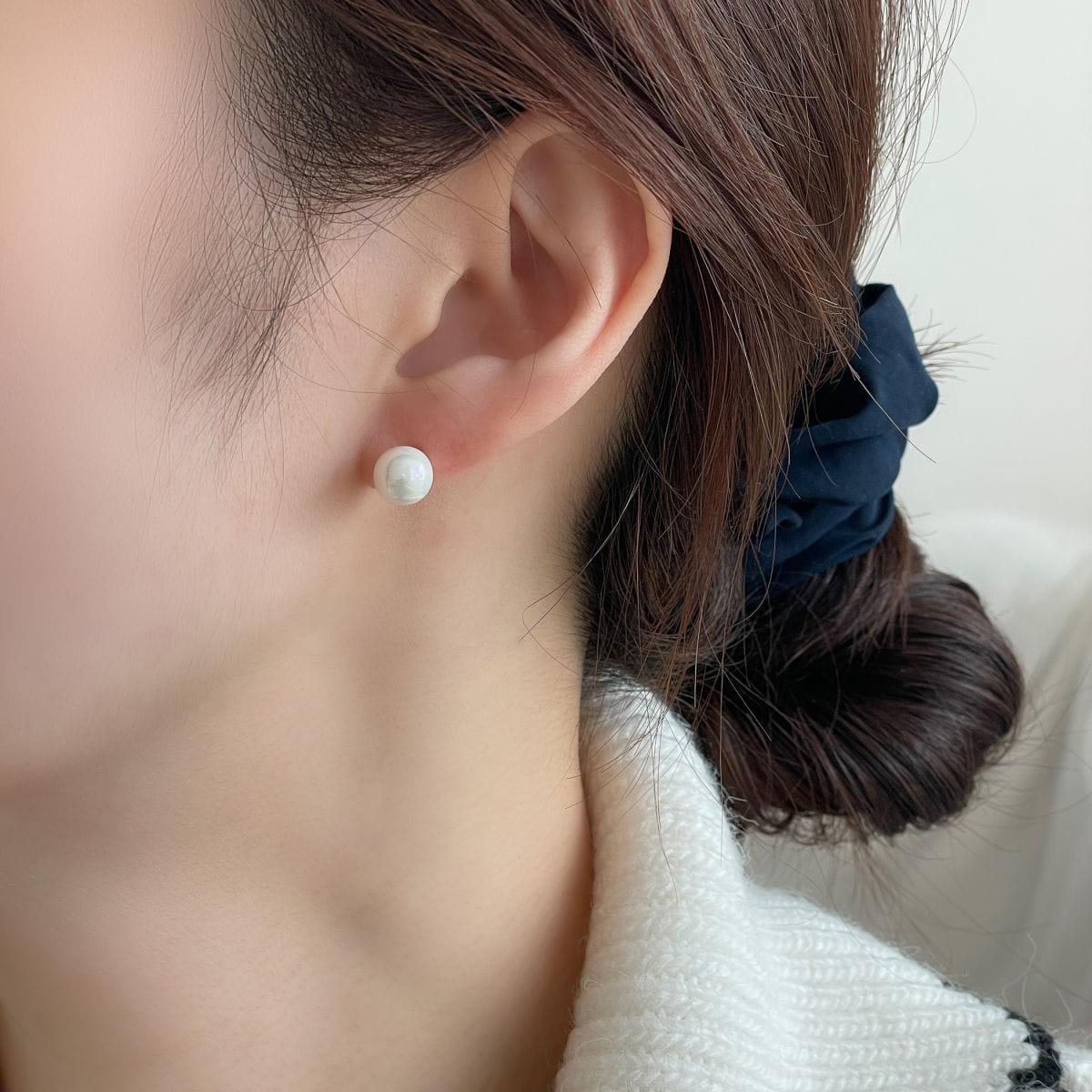 925 Silver]パール 真珠 ピアス (7 Size) 両耳用 3mm 4mm 6mm 8mm 10mm 