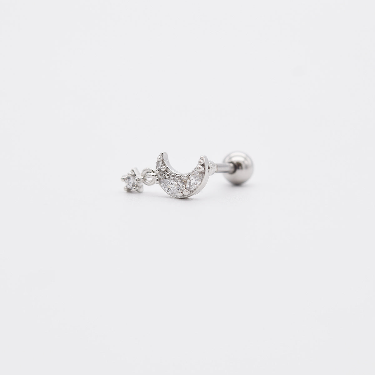 [Surgical] Cubic Moon Mini Star Drop Piercing (3 Colors) 16G 