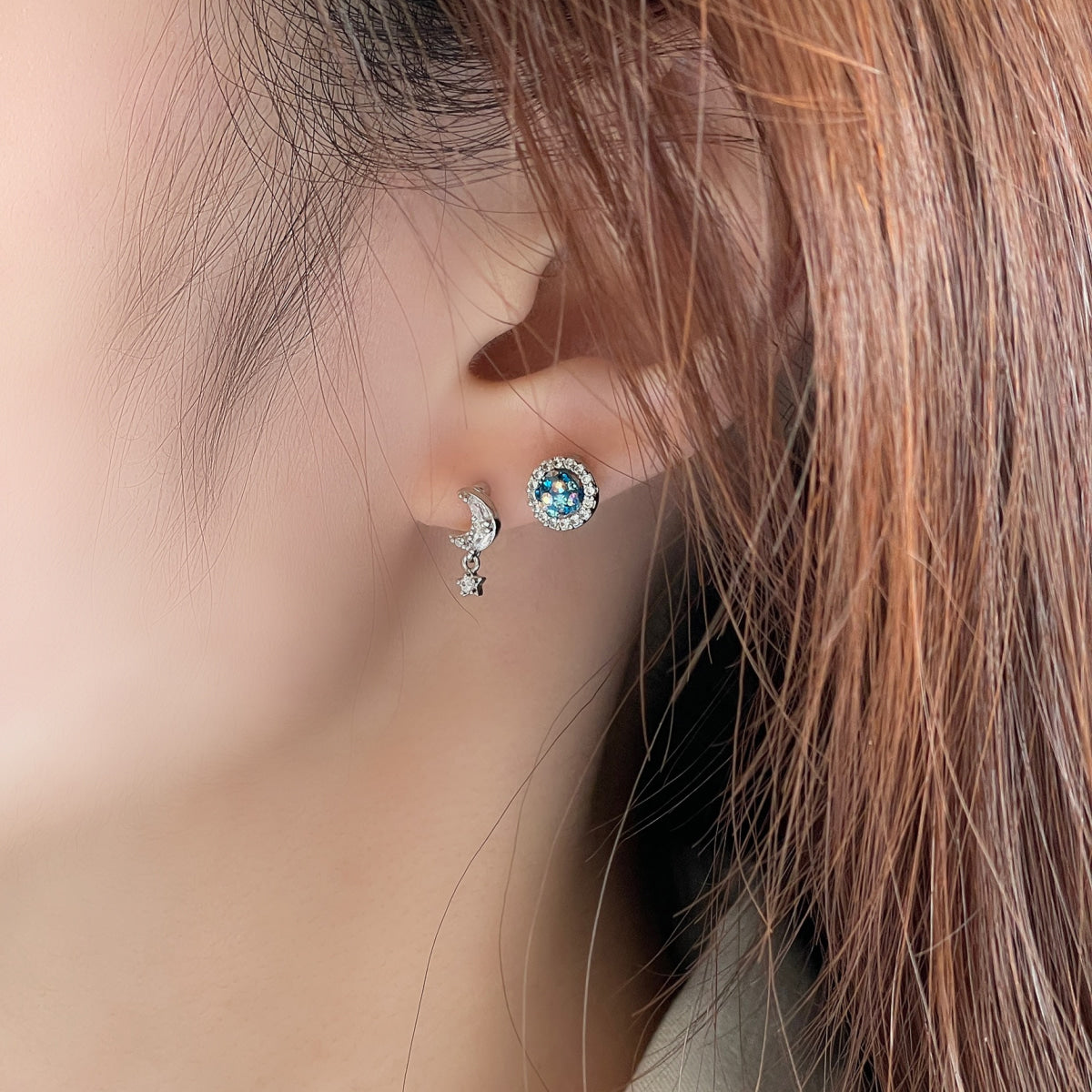 [Surgical] Cubic Moon Mini Star Drop Piercing (3 Colors) 16G 