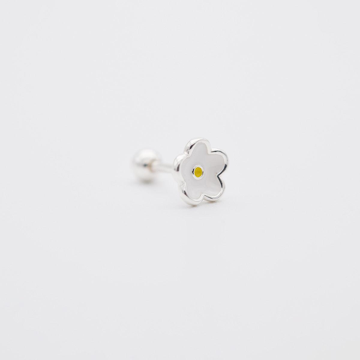 [925 Silver]丸い ホワイト 花 ピアス 19G ボディピアス キャッチ - 4MiLi (フォーミリ)