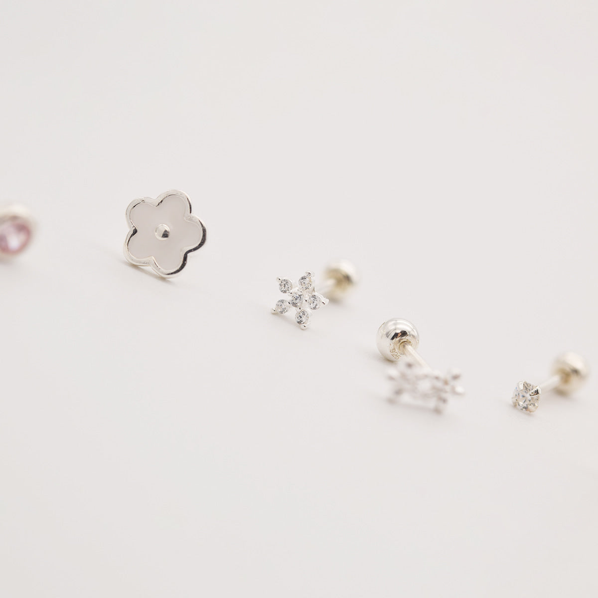 [7個セット][925 Silver]ベビーピンク 花束 ピアス
