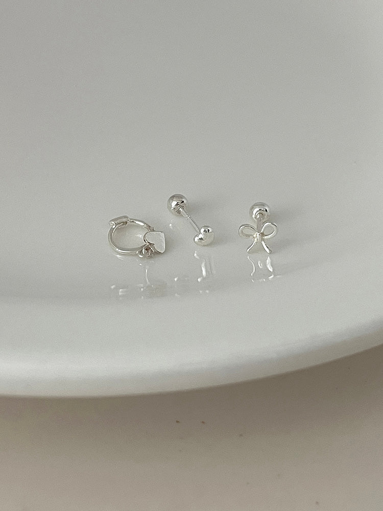 [3個セット][925 Silver]スリム リボン ピアス