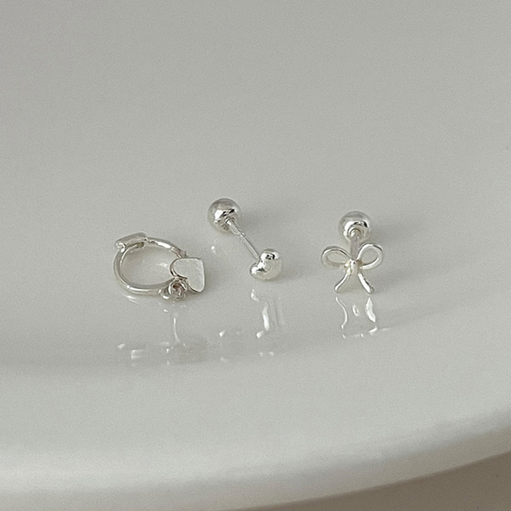 [3個セット][925 Silver]スリム リボン ピアス