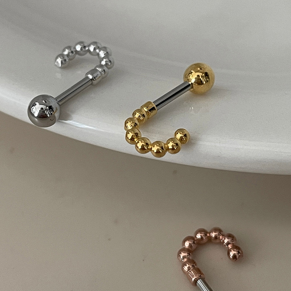 [Surgical] Mini Ball Half Hoop Ring (3 Colors) 16G Body Piercing Back Piercing Cartilage Piercing 