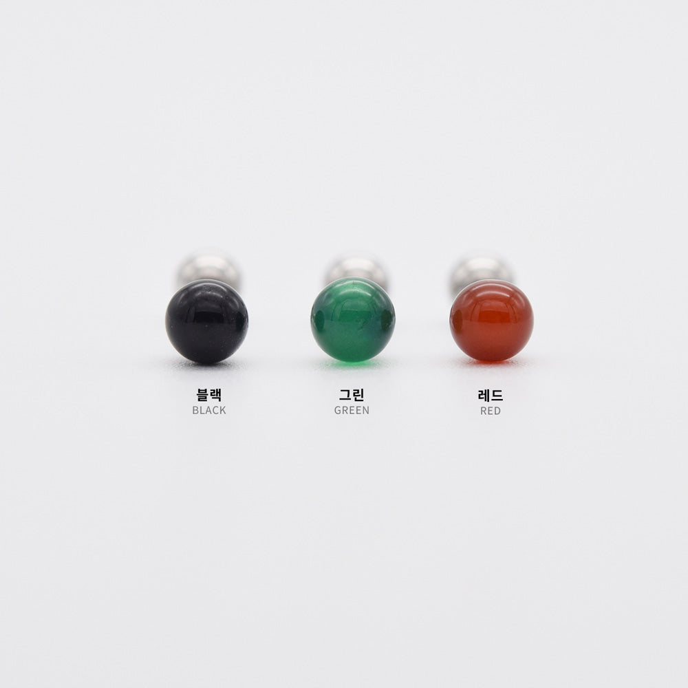 [Surgical] Pole-in Gemstone Ball (3 Colors) 16G Body Piercing Back Piercing Cartilage Piercing 