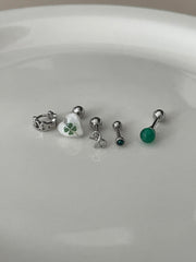 [Set of 5] [Surgical] Lucky Four Leaf Clover 16G Body Piercing Back Piercing Cartilage Piercing 