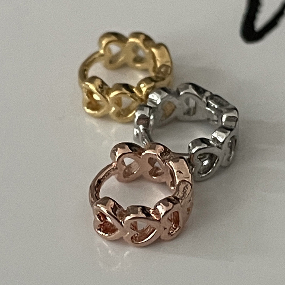 7mm Heart Line One-Touch Ring Piercing (3 Colors) for One Ear 