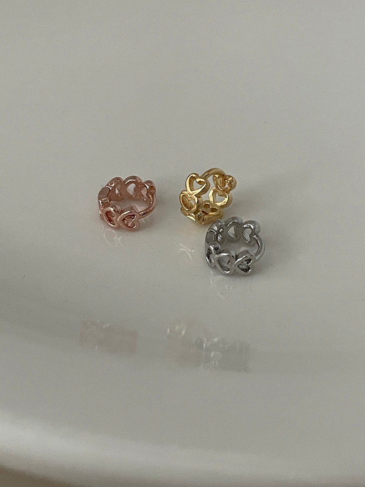 7mm ハートライン ワンタッチ リングピアス (3Color) 片耳用