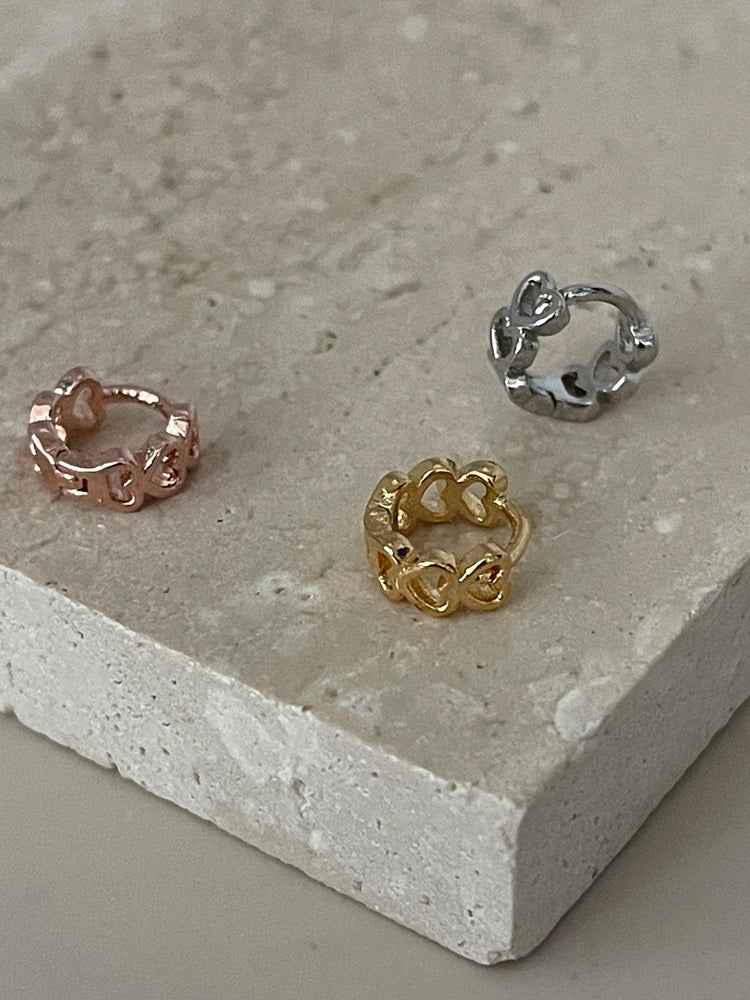 7mm ハートライン ワンタッチ リングピアス (3Color) 片耳用