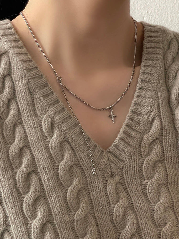 [All Surgical] Cross Spirit Adjustable Length Chain Necklace Cross