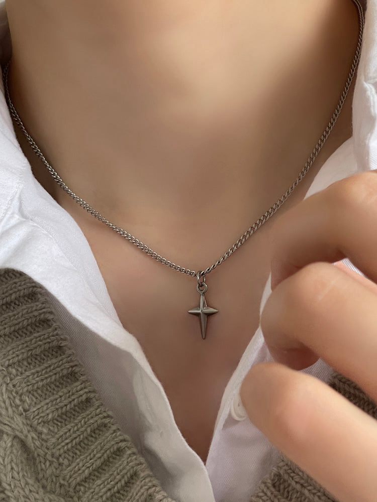 [All Surgical] Cross Spirit Adjustable Length Chain Necklace Cross