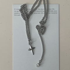 [All Surgical] Cross Spirit Adjustable Length Chain Necklace Cross