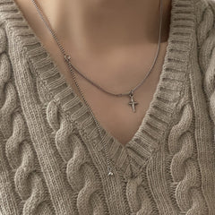 [All Surgical] Cross Spirit Adjustable Length Chain Necklace Cross