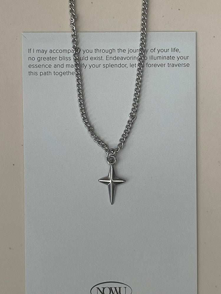 [All Surgical] Cross Spirit Adjustable Length Chain Necklace Cross