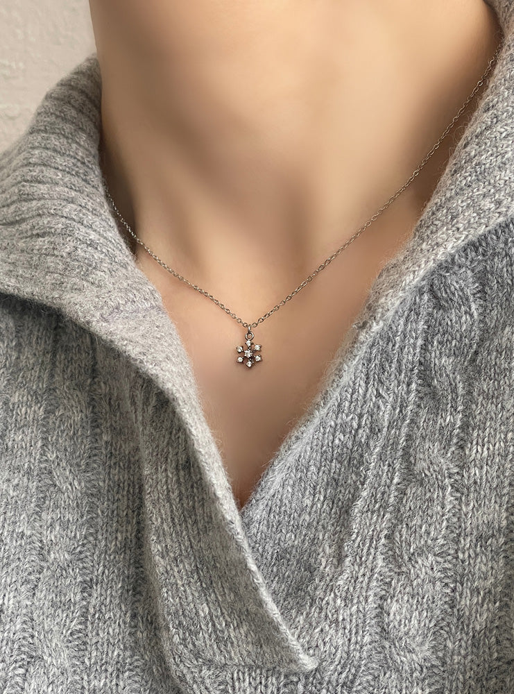 [All Surgical] Snowflake Cubic Chain Necklace (5 Sizes)